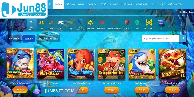 Điểm đặc biệt đầu tiên khi tham gia bắn cá Jun88 là kho chủ đề phong phú